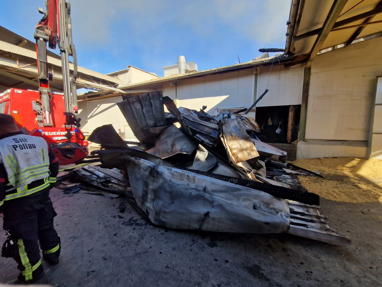 Brand einer Getreide-Trocknungsanlage in Unterlungitz