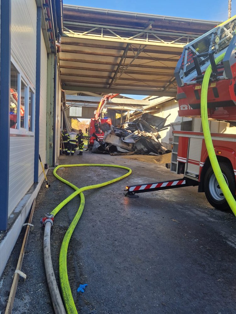 Brand einer Getreide-Trocknungsanlage in Unterlungitz
